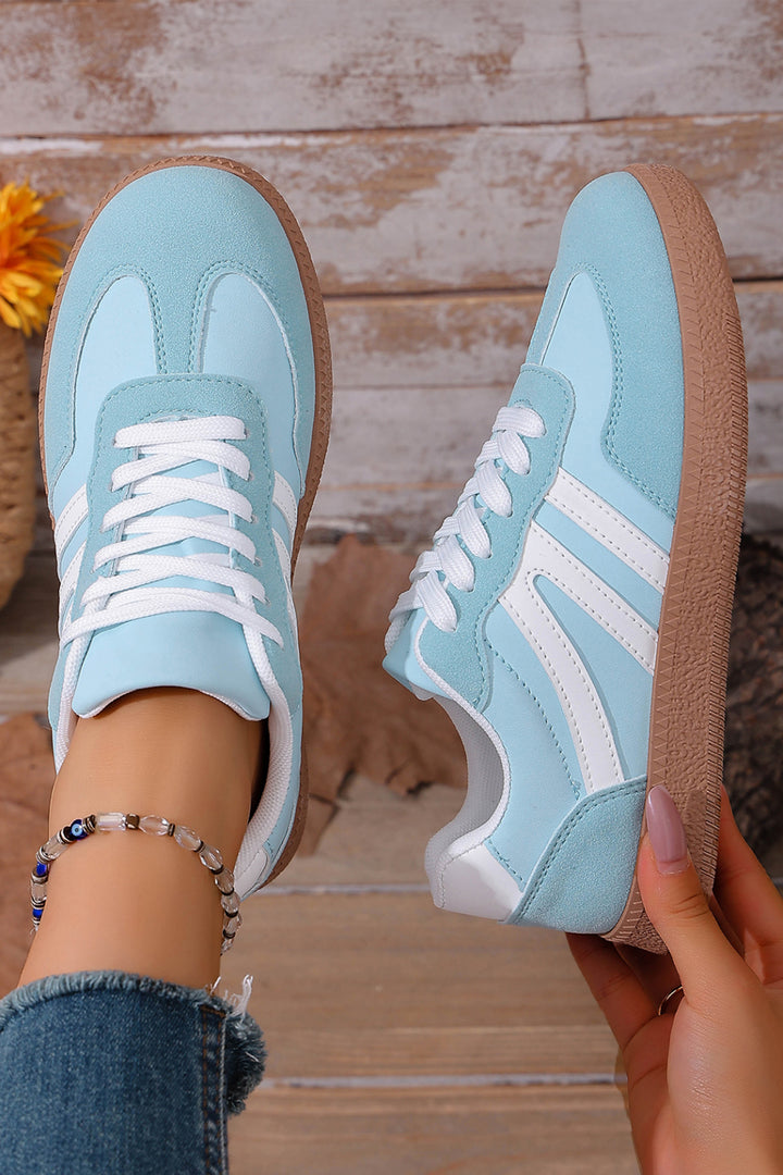 Faux Suede PU Leather Color Block Patchwork Lace-up Shoes