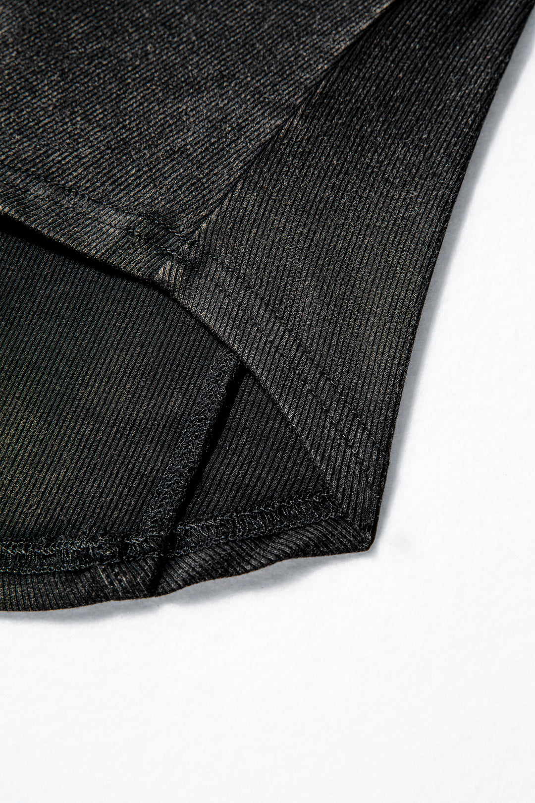 Black Exposed Seam Ribbed Long Sleeve Top