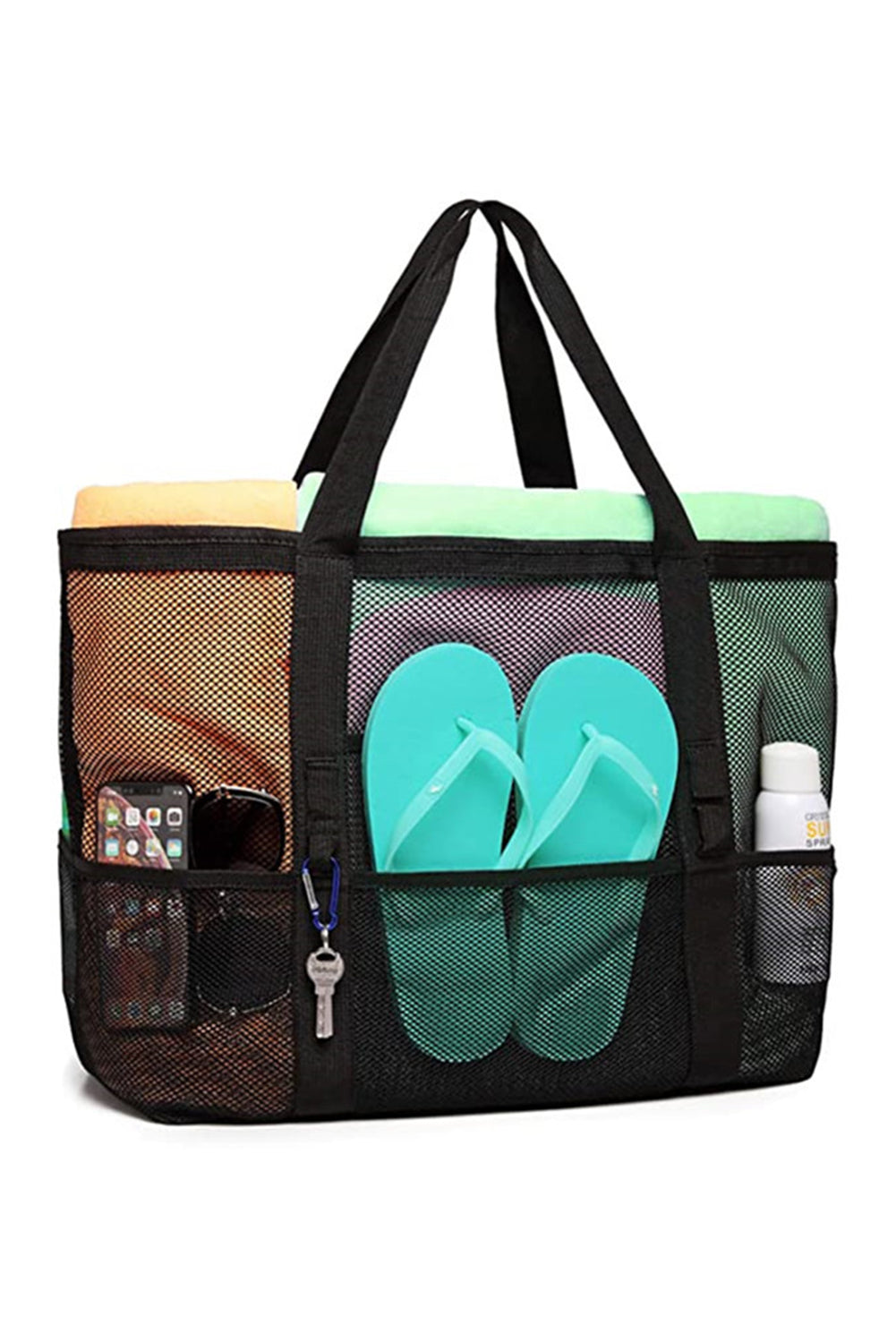 Grand sac fourre-tout en maille multi-poches