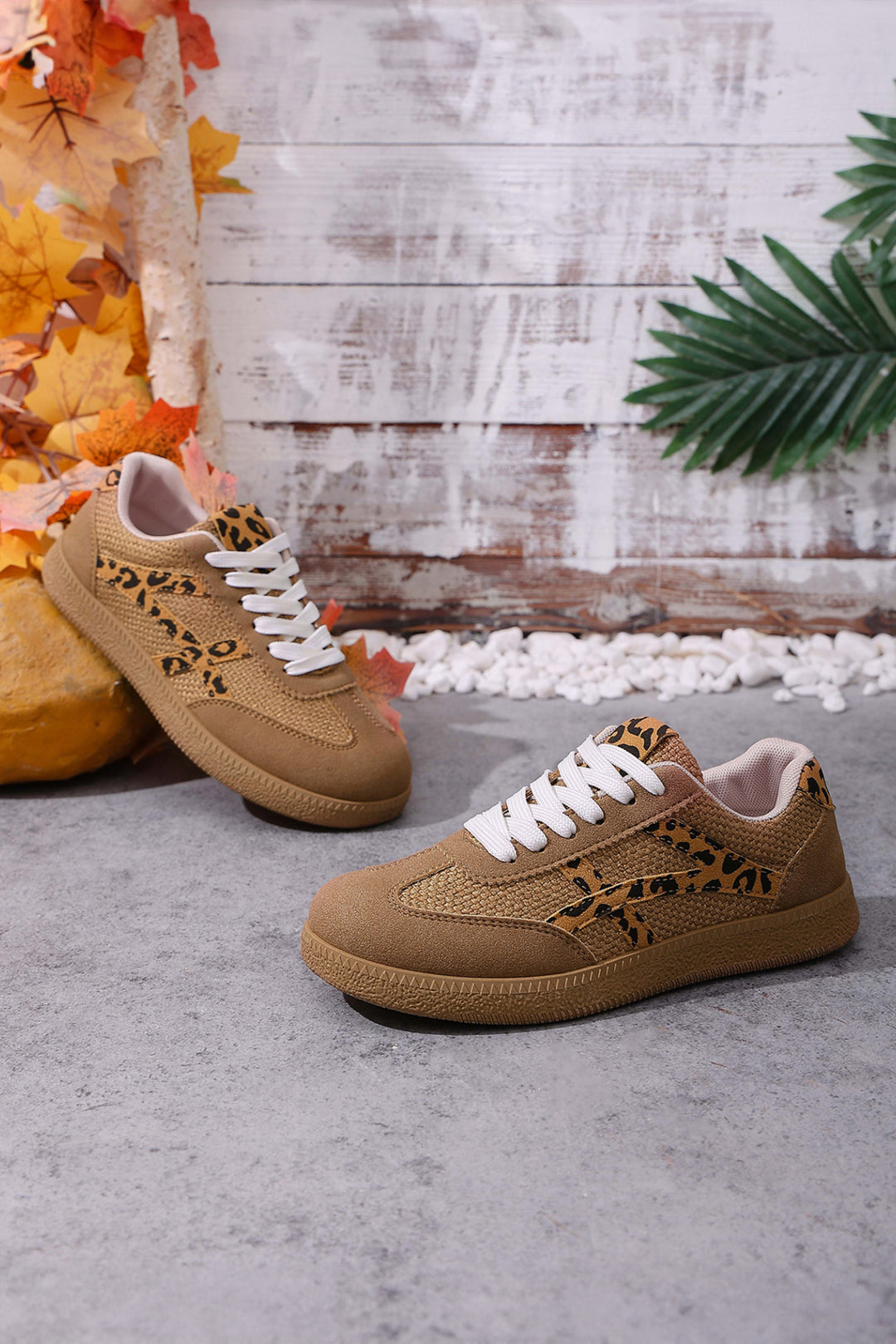 Faux Suede Contrast Patchwork Detail Lace Up Flat Sneakers
