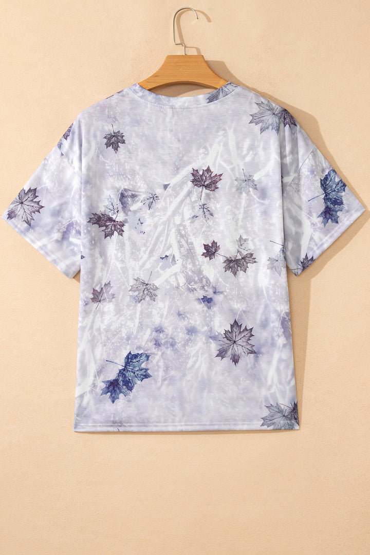 Gray Camouflage Woodland Print Drop Shoulder Tunic Tee