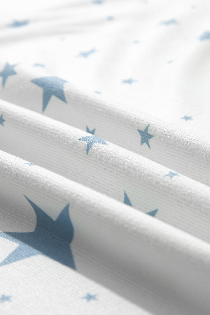 Stars Print Drop Shoulder Oversized T Shirt with Slits