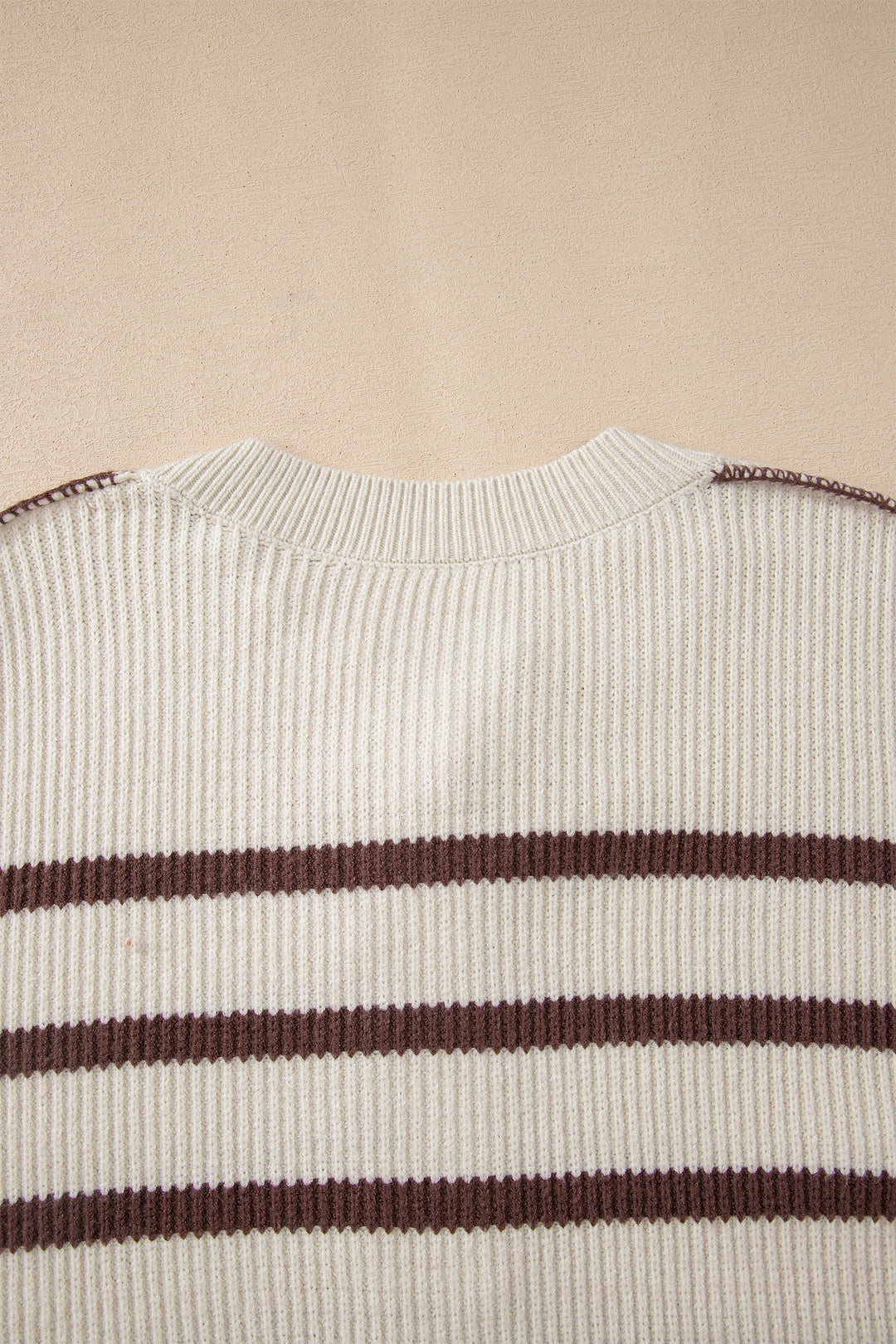 Ribbed Henley Drop Shoulder Slouchy Sweater
