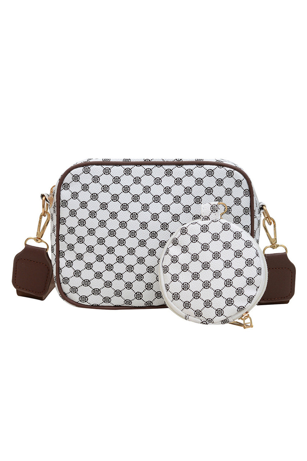 Checkered Print PU Leather Shoulder Bag with Coin Wallet