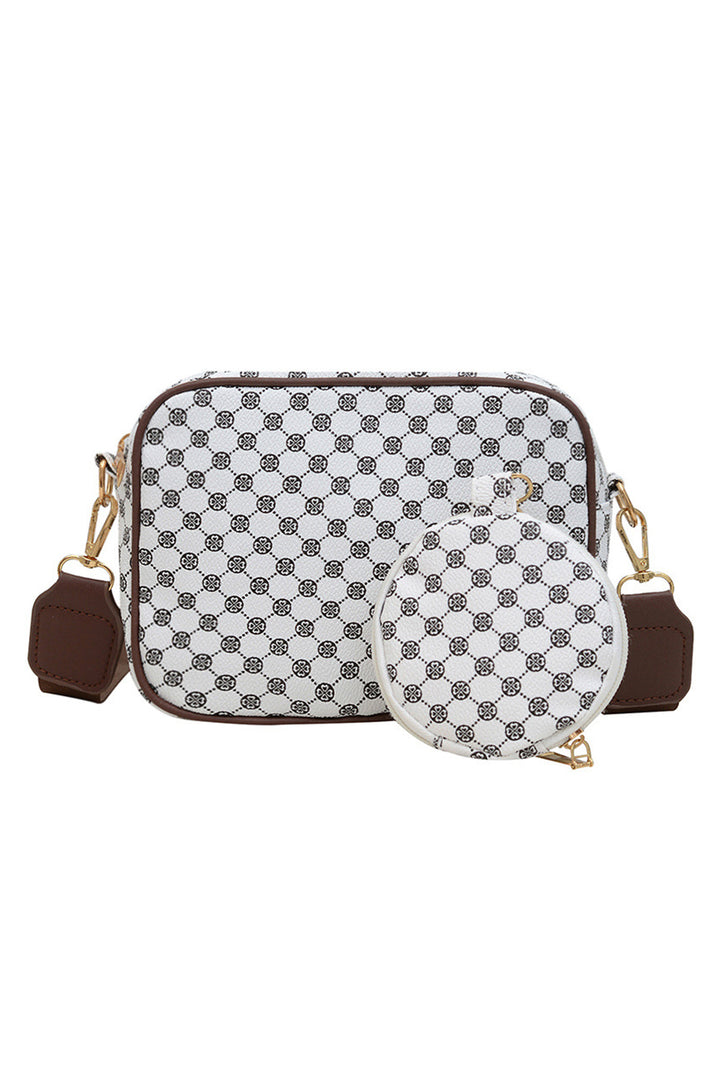 Checkered Print PU Leather Shoulder Bag with Coin Wallet