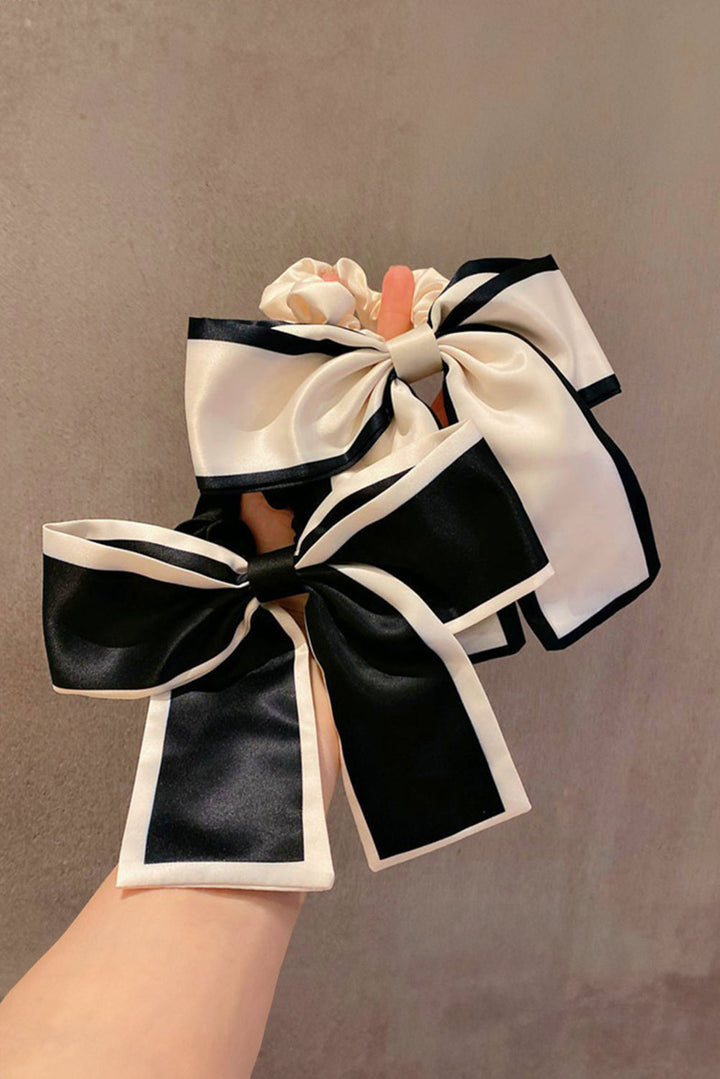 Contrast Trim Satin Bow Knot Hair Scrunchie