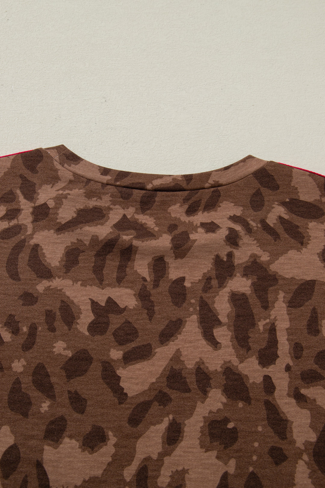 Brown Contrast Striped Accent Leopard Short Set