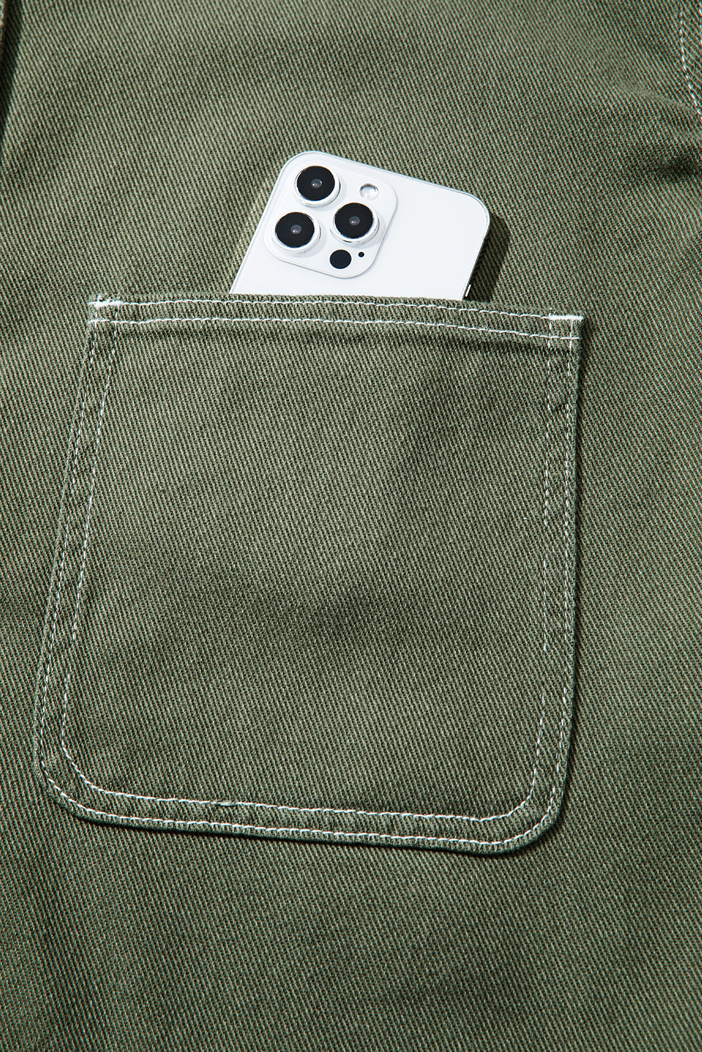 Patched Pocket Collared Button Front Boyfriend Denim Jacket