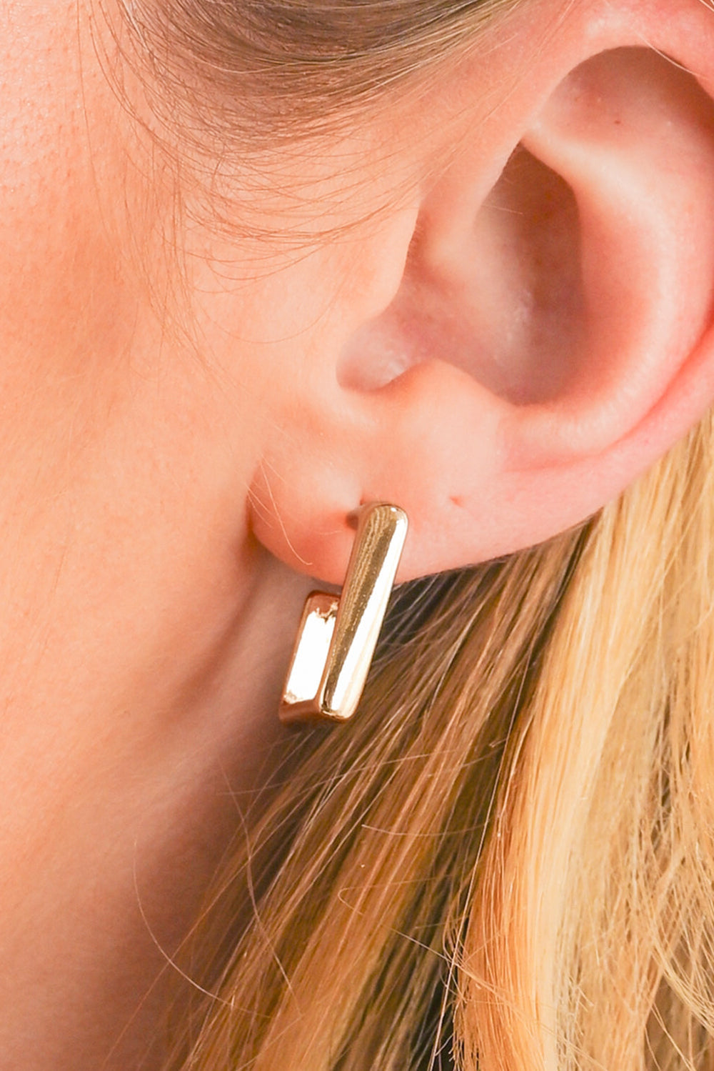 Square Hook Plated Alloy Stud Earrings