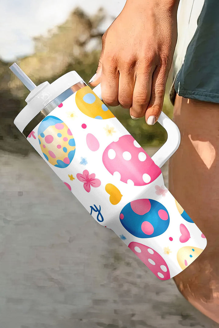Gobelet isotherme imprimé « Joyeuses Pâques » avec œufs de lapin