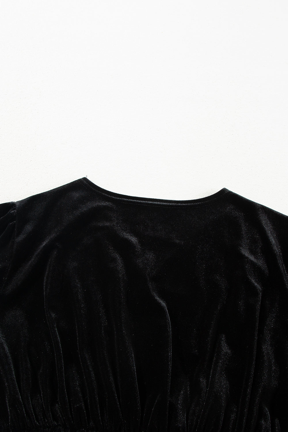 Luxurious Black Velvet Long Sleeve Surplice High Waist Mini Dress