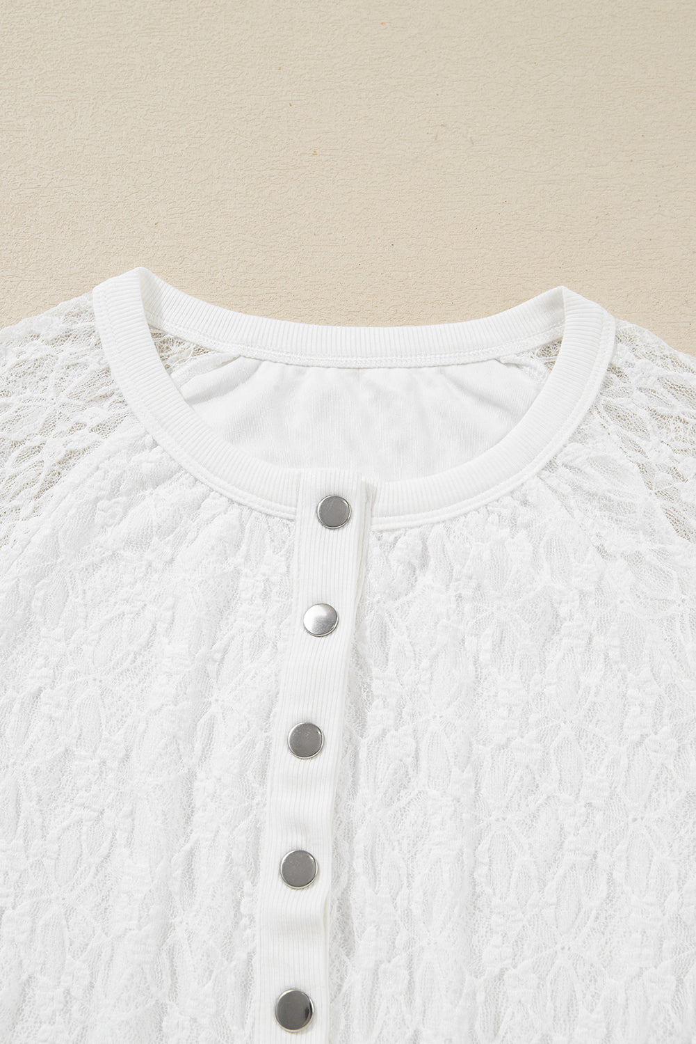 Sheer Lace Long Sleeve Slim Henley Top