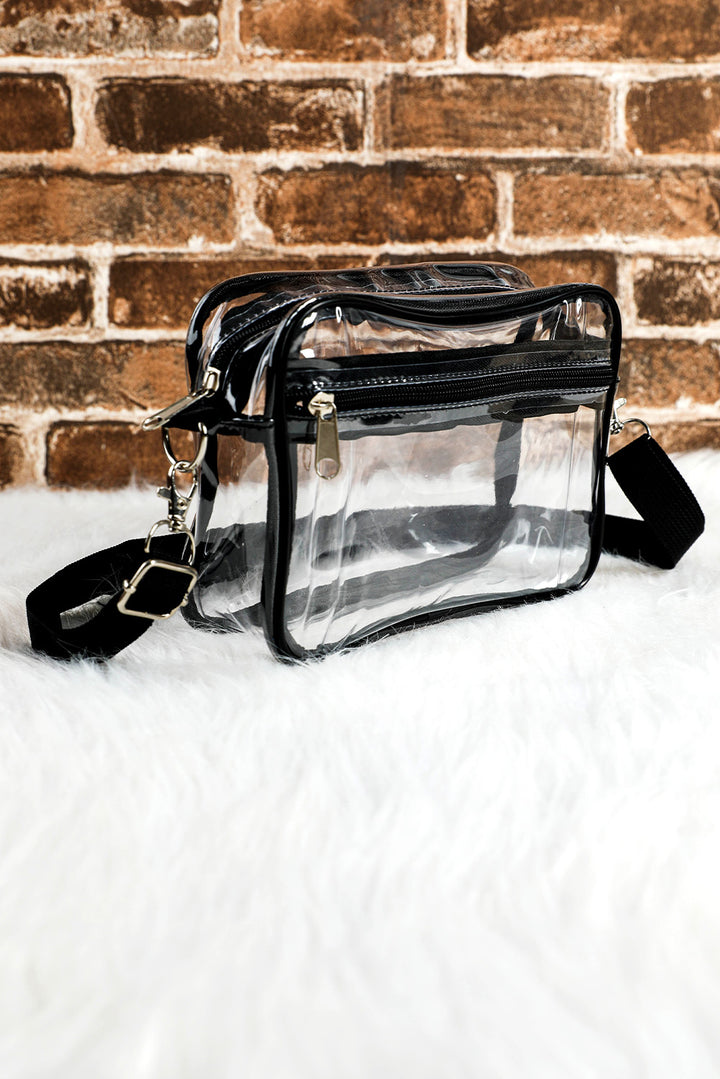 Multi-Pocket Contrast Edge Detachable Strap Clear Shoulder Bag