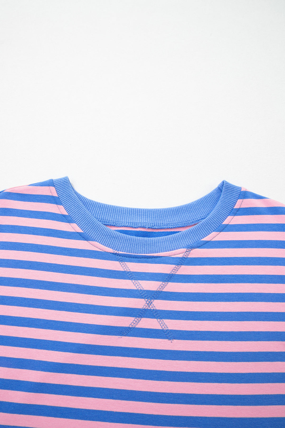Blue Stripe Relaxed Short Sleeve Top Elastic Waist Skort 2pcs Set