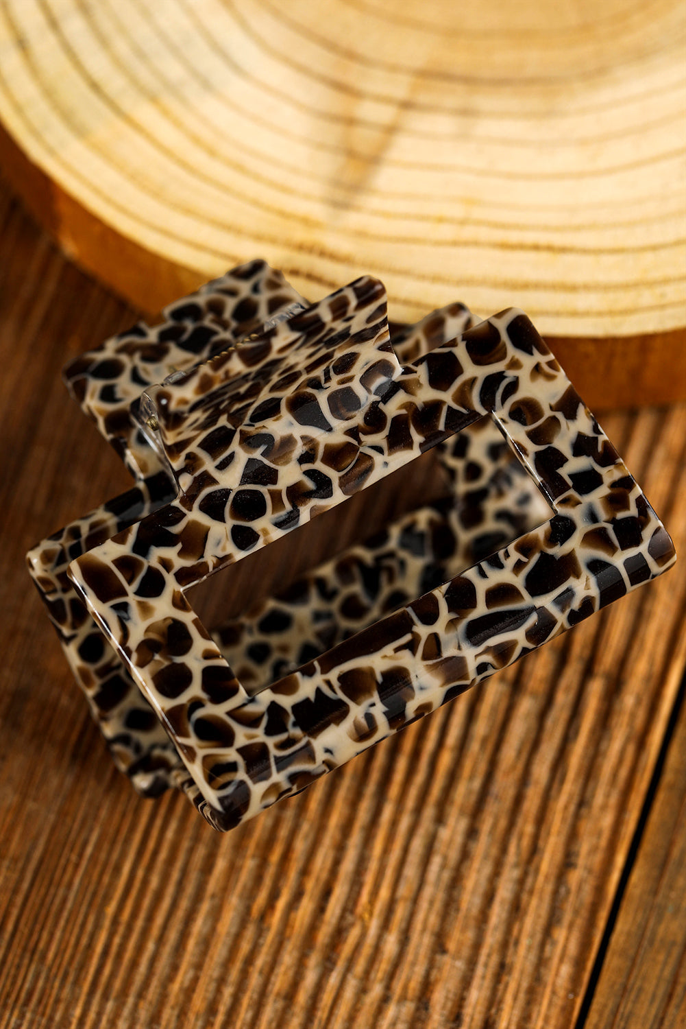 Leopard Print Cutout Square Claw Clip