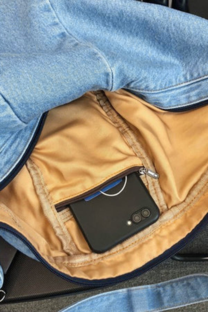 Large Capacity Denim Crossbody Bag