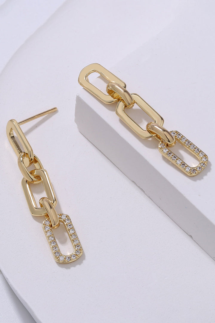 Boucles d'oreilles à tige en strass avec maillons de chaîne