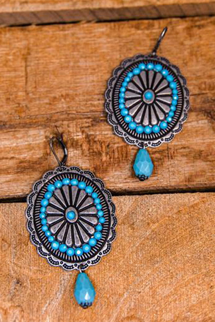 Boucles d'oreilles pendantes turquoise rétro occidentales
