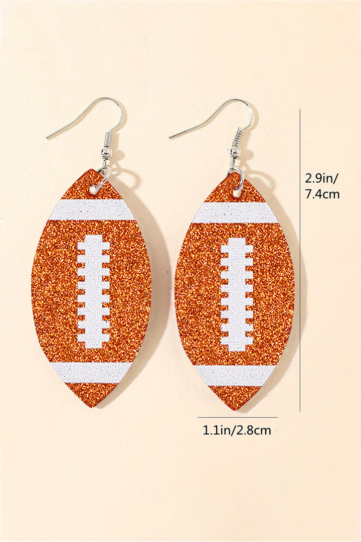 Boucles d'oreilles pendantes à paillettes motif rugby