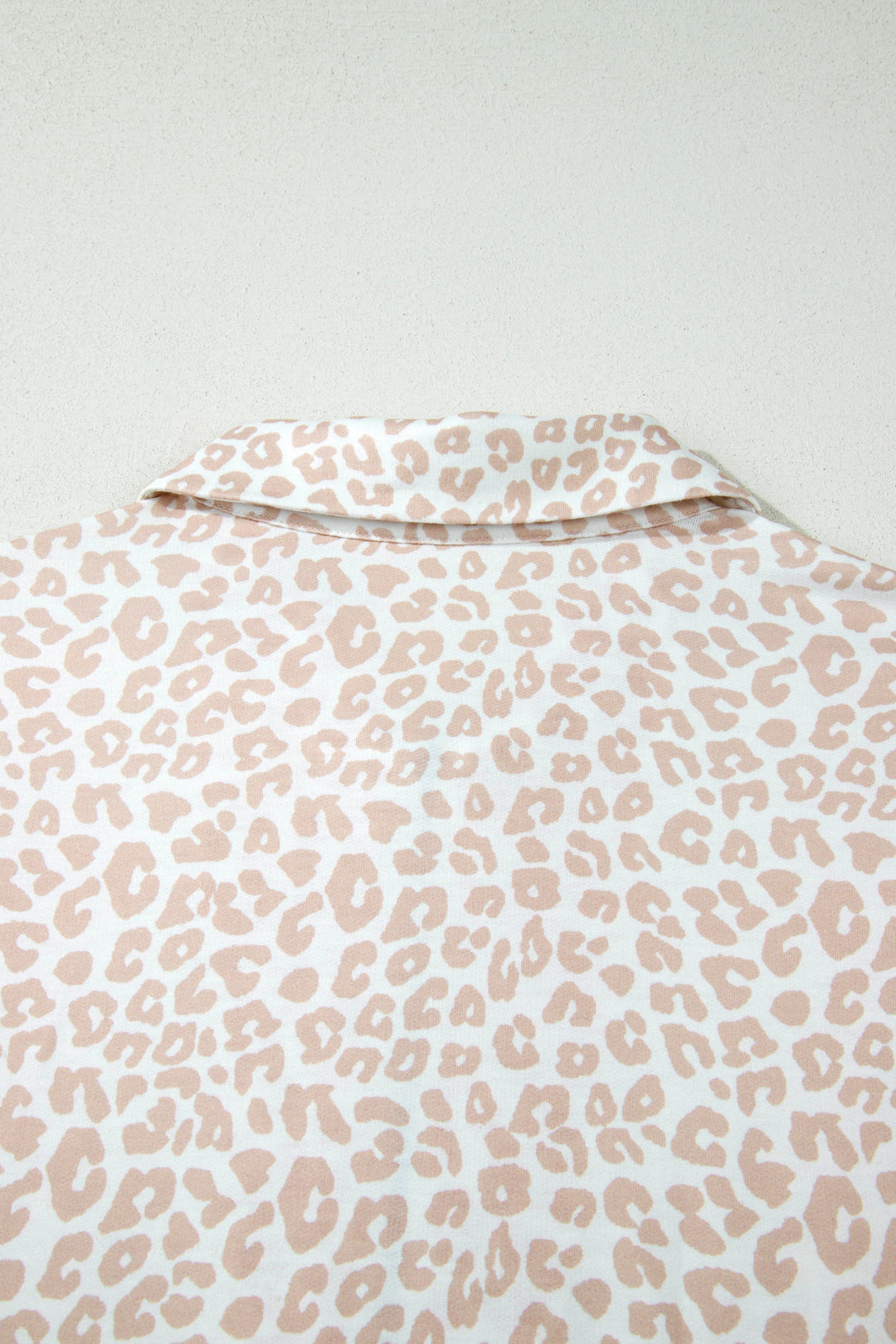 Beige Leopard Zip Polo Top 2pcs Short Set