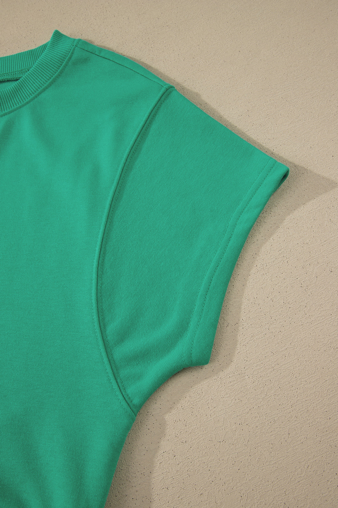 Sea Green Solid Color Loose Tee Drawstring Shorts 2pcs Outfit