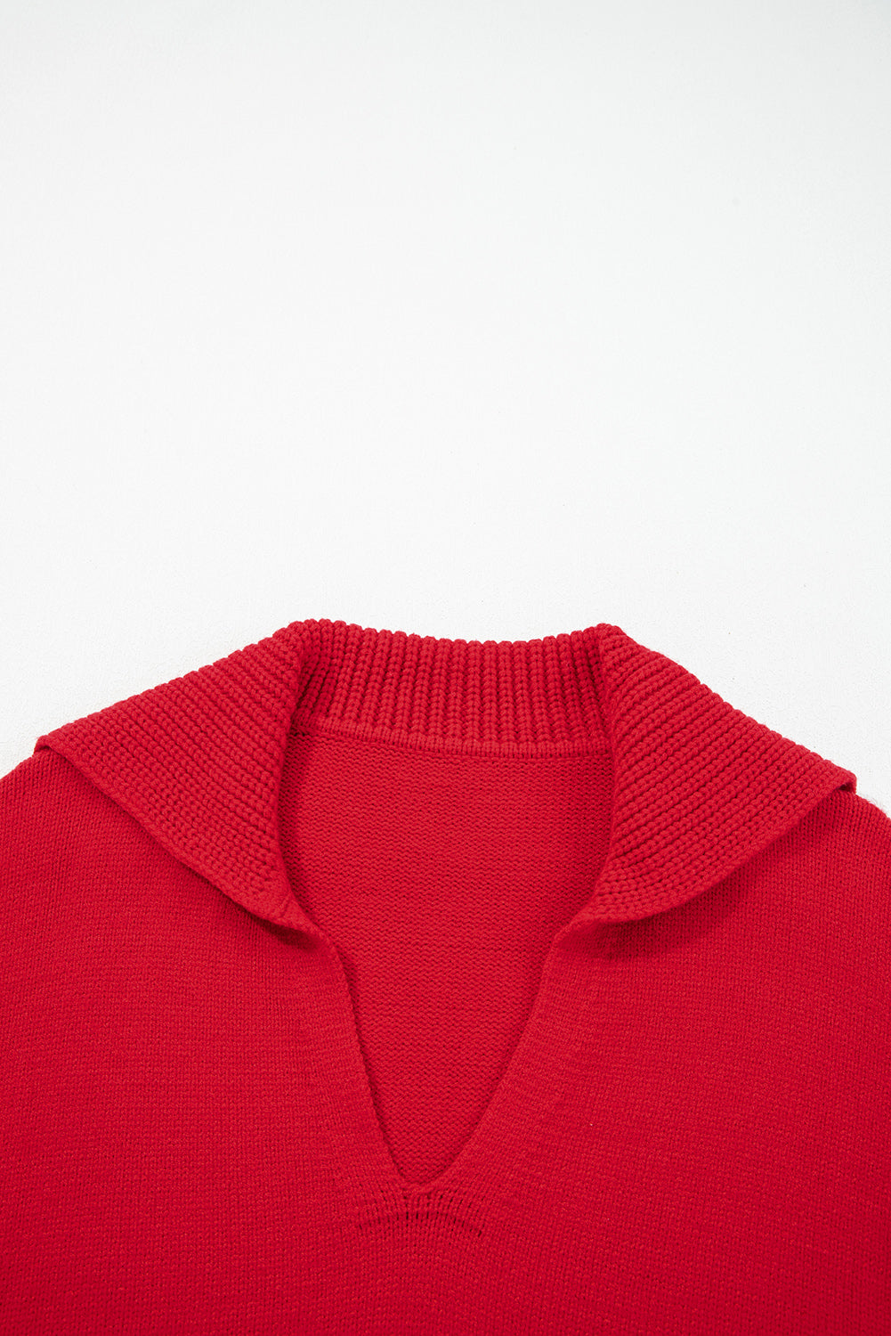 Collared V Neck Ribbed Edge Sexy Elegant Sweater