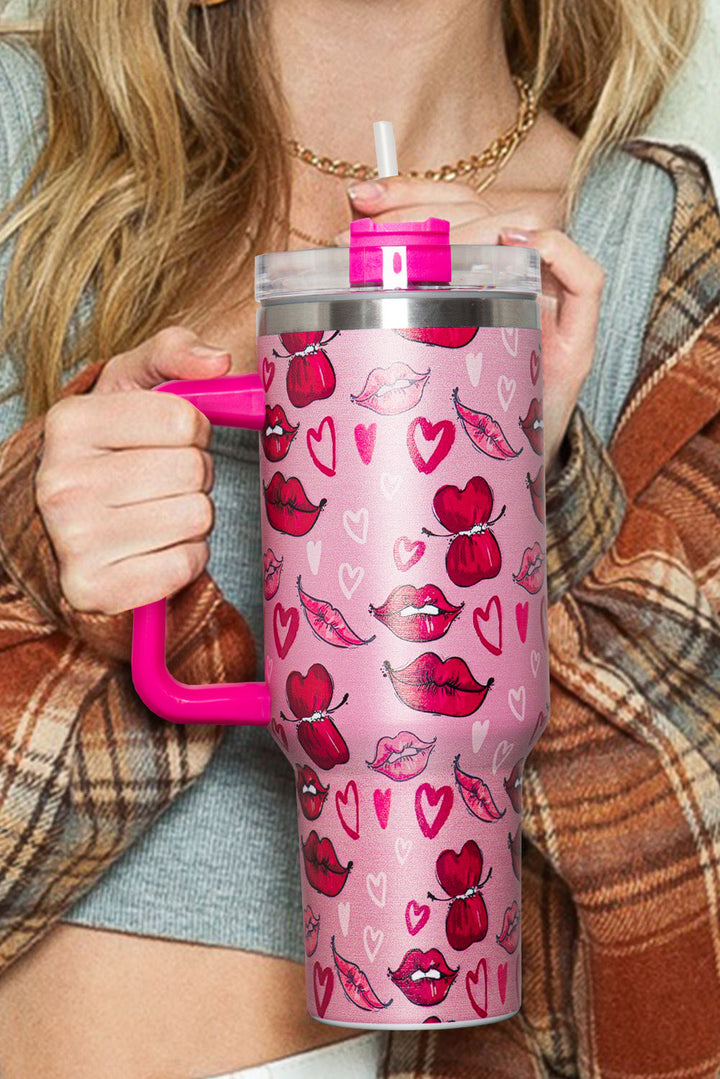 Valentines Hearts and Kisses Print Thermos Cup 40oz