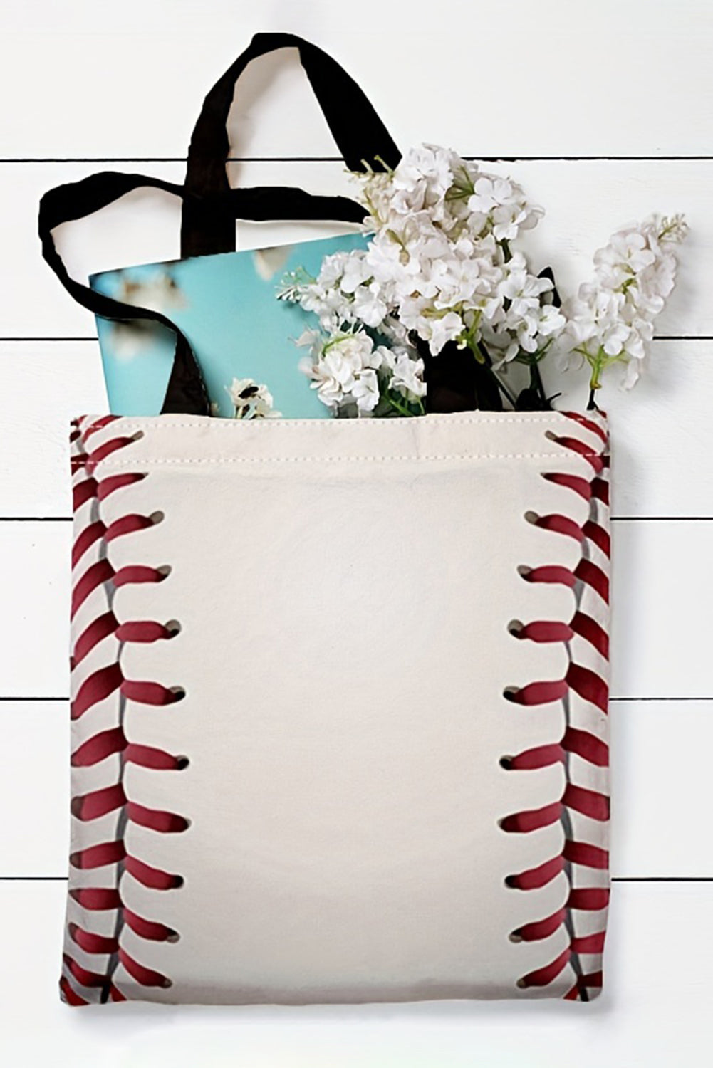 Sac fourre-tout en toile à imprimé baseball
