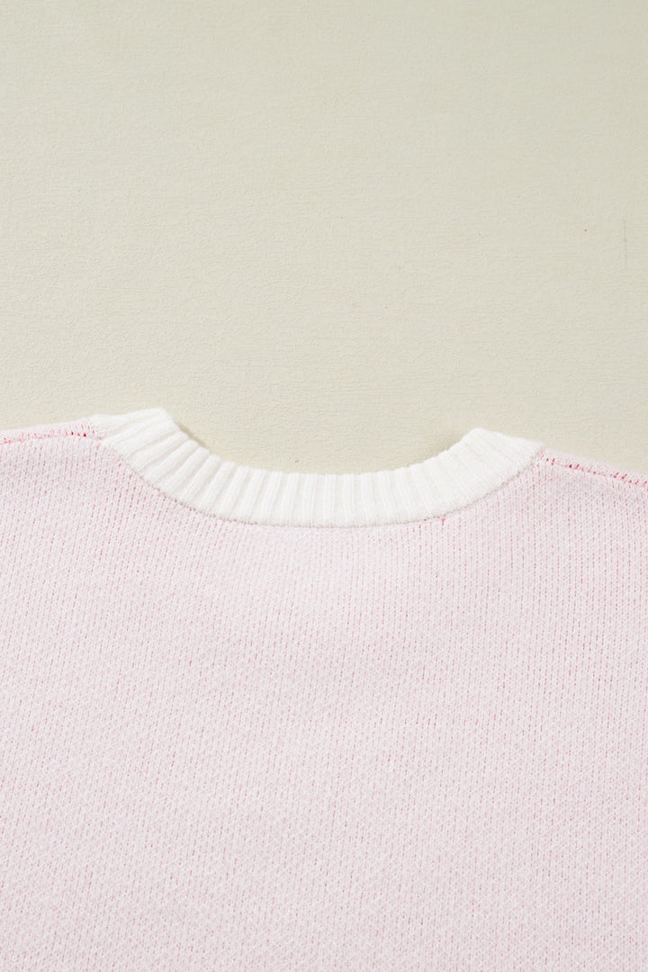 Cherry Pattern Drop Shoulder Sweater