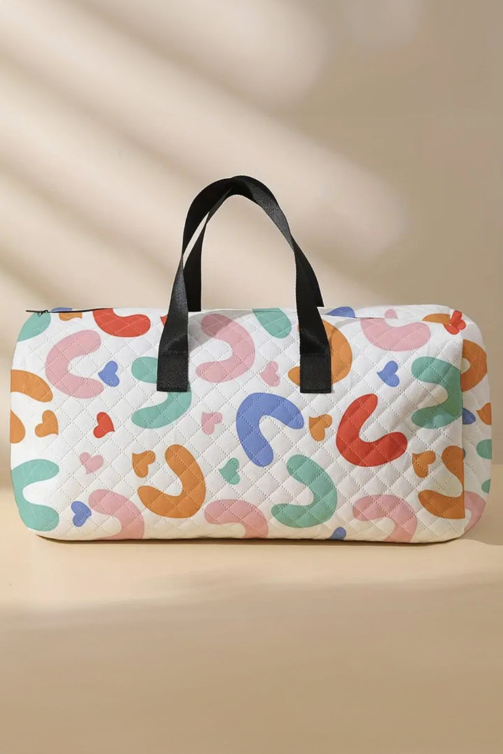Grand sac de sport matelassé à fermeture éclair et imprimé en forme de cœur