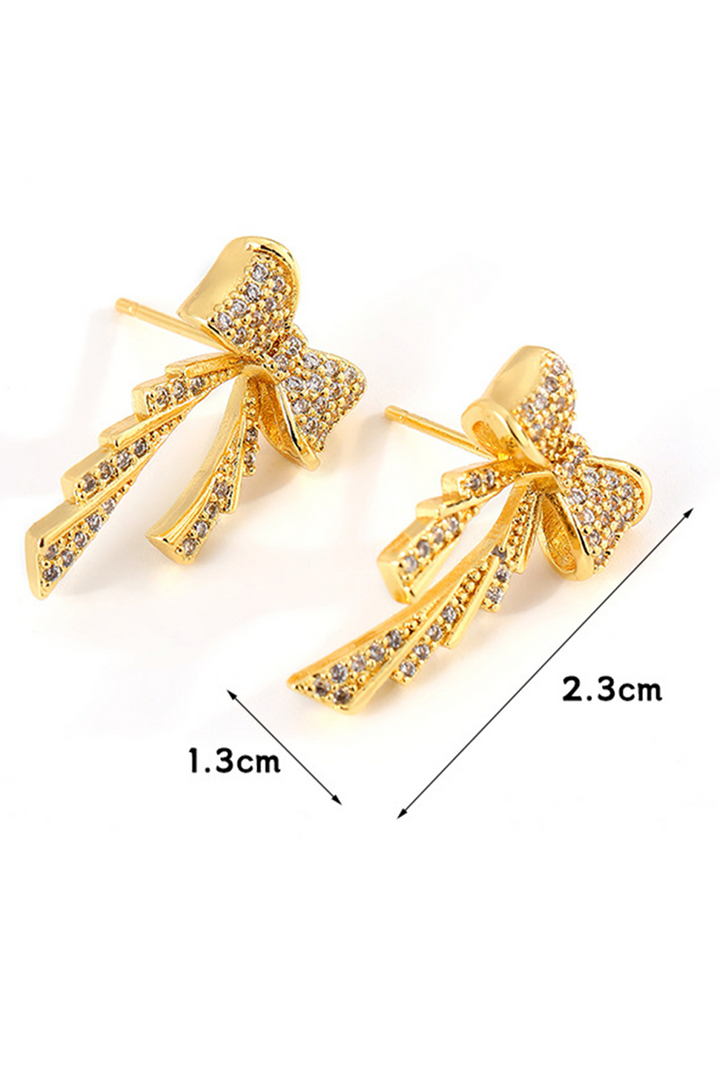Boucles d'oreilles à tige plaquées avec nœud en strass