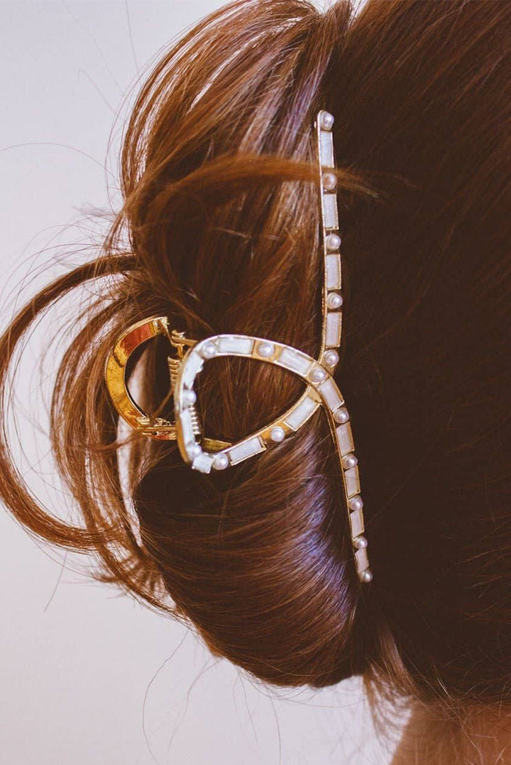 Pearl Stud Large Alloy Hair Claw Clip