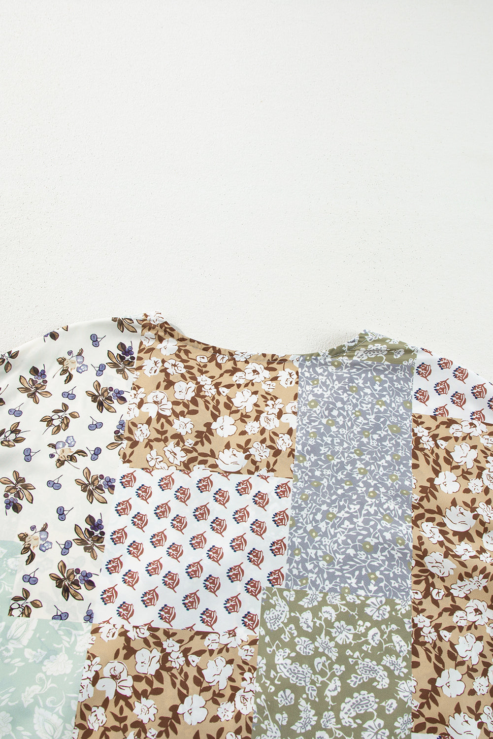Floral Patchwork Print Long Puff Sleeve Shirt