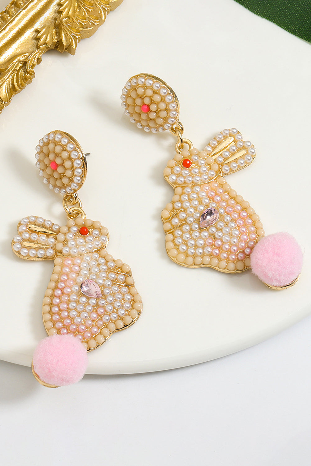 Boucles d'oreilles en perles de lapin de Pâques