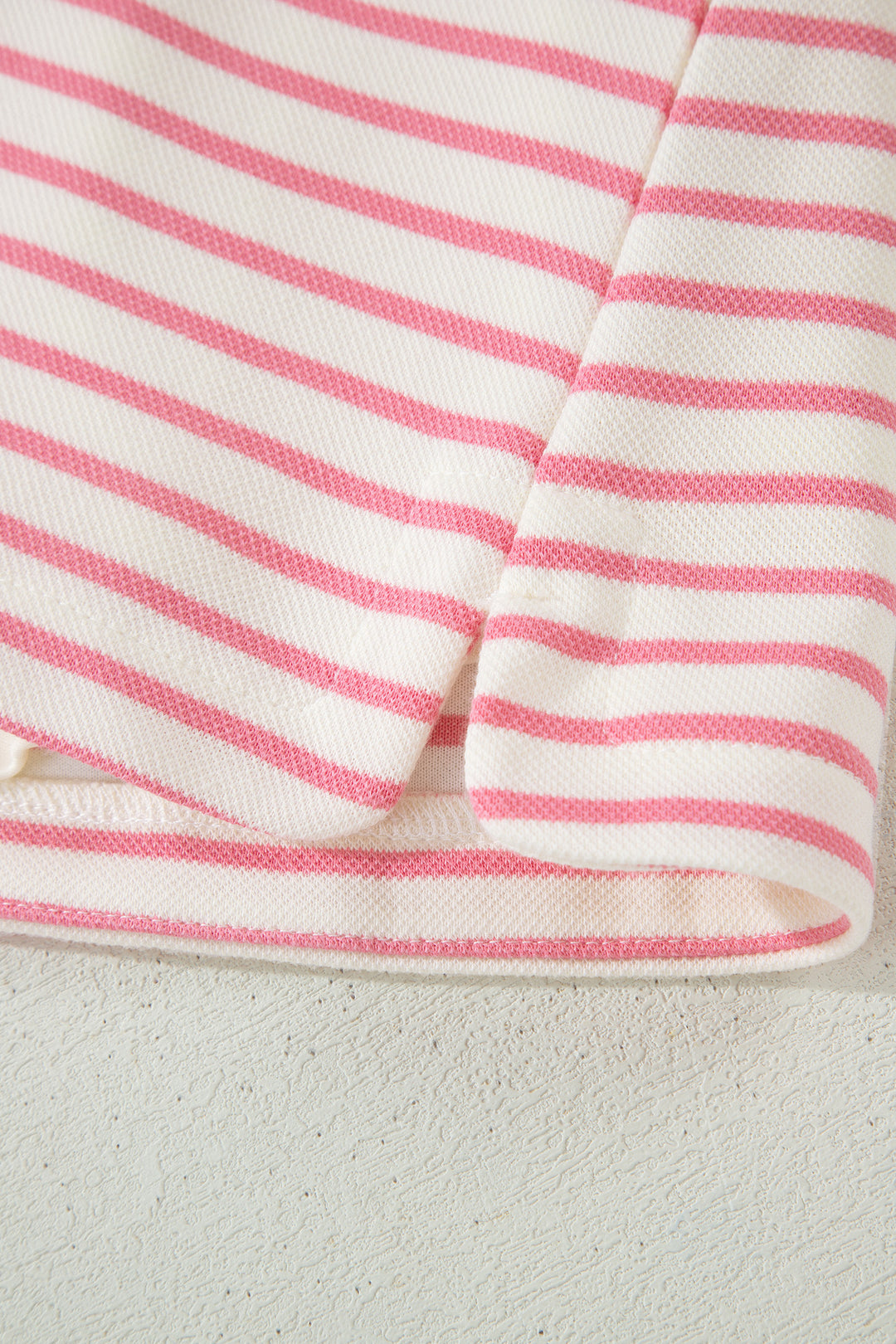 Pink Stripe Polo Tee Drawstring Elastic Waist 2pcs Skort Set