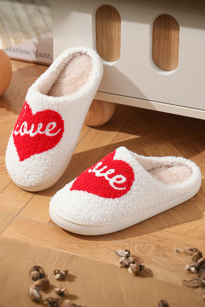 Valentine Love Heart Pattern Home Fuzzy Slippers
