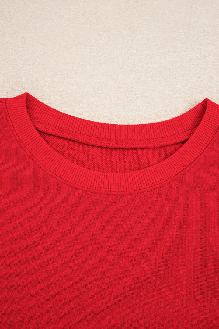Fiery Red Varsity Stripe Detail Pullover Mini Skort Set