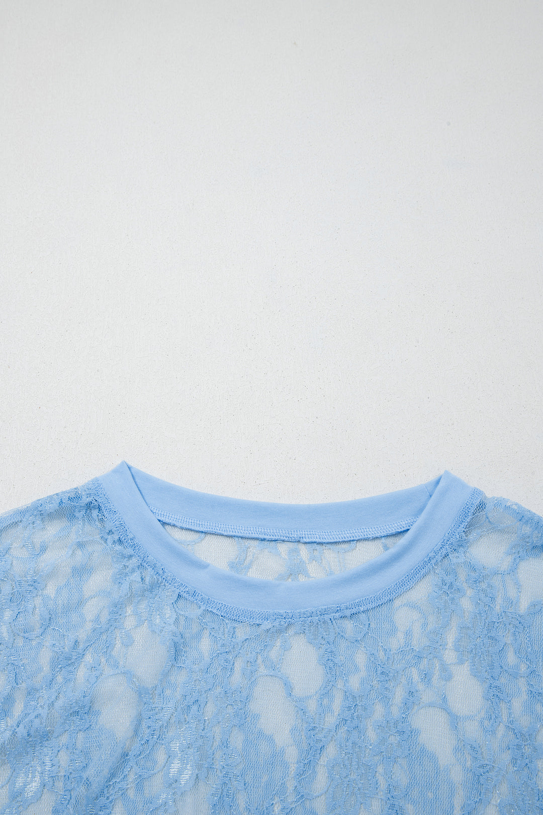 Beau Blue Sheer Floral Lace Boxy Tee