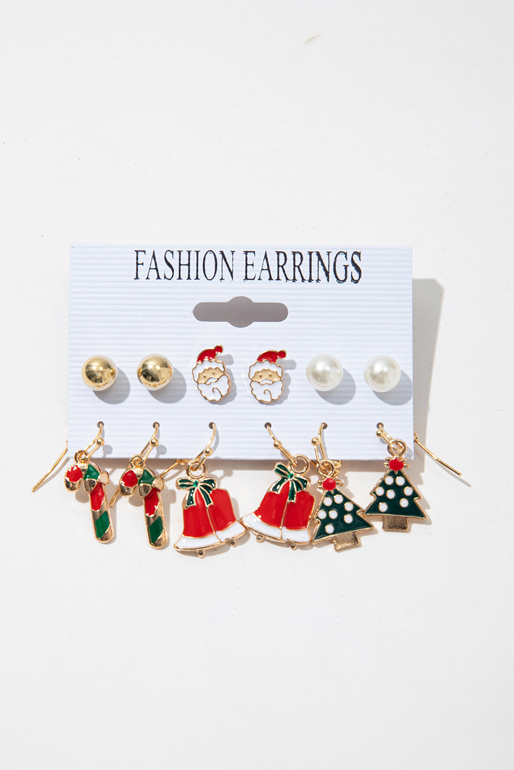 6 Paare/Set Ohrringe aus Legierung mit Cartoon-Weihnachtsmotiv