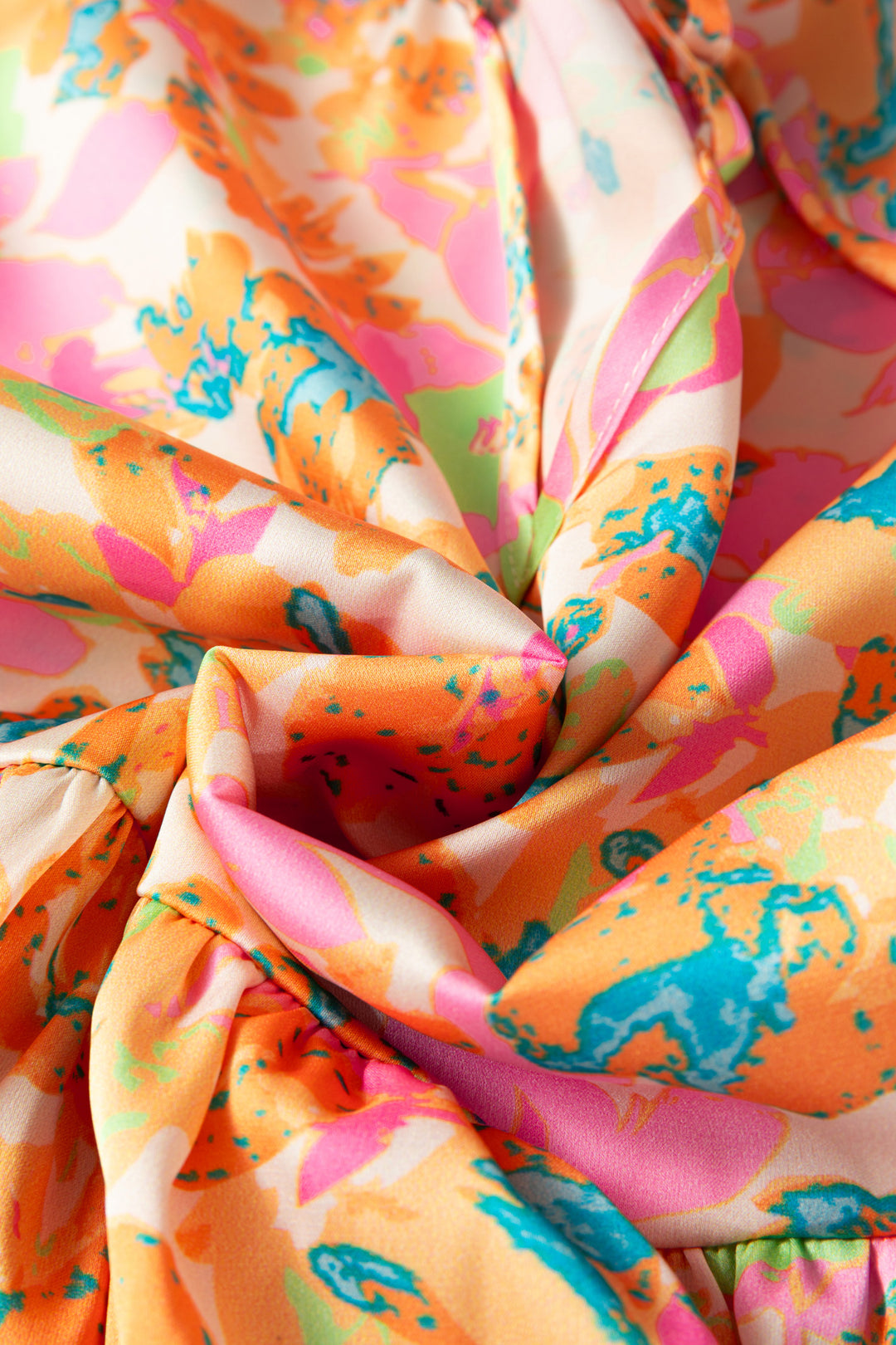 Split V Neck Short Sleeve Flower Blouse