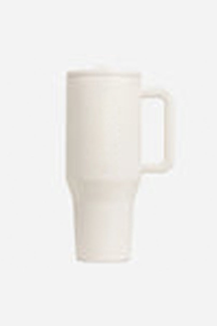 Grande tasse à vide avec poignée en acier inoxydable givré et paille 40 oz