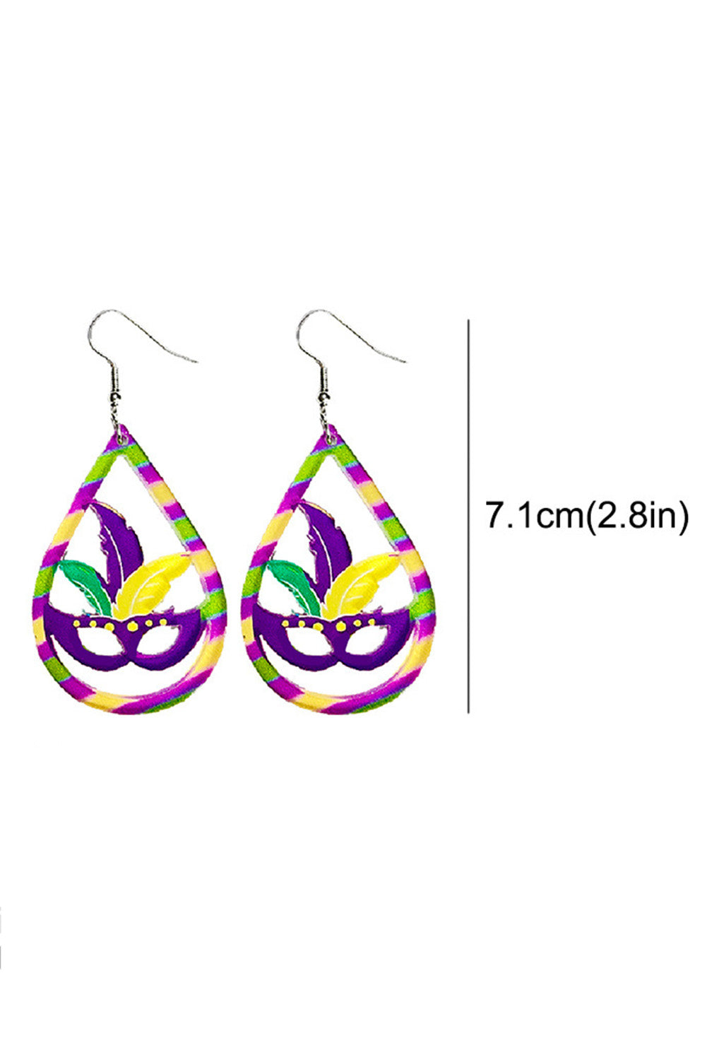 Boucles d'oreilles goutte d'eau masque creux Mardi Gras