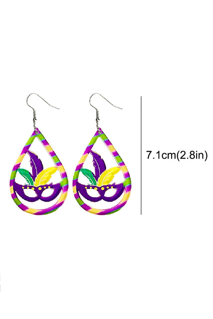 Boucles d'oreilles goutte d'eau masque creux Mardi Gras