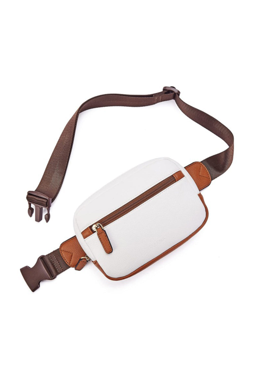 Color Contrast Patched PU Leather Wide Strap Crossbody Bags