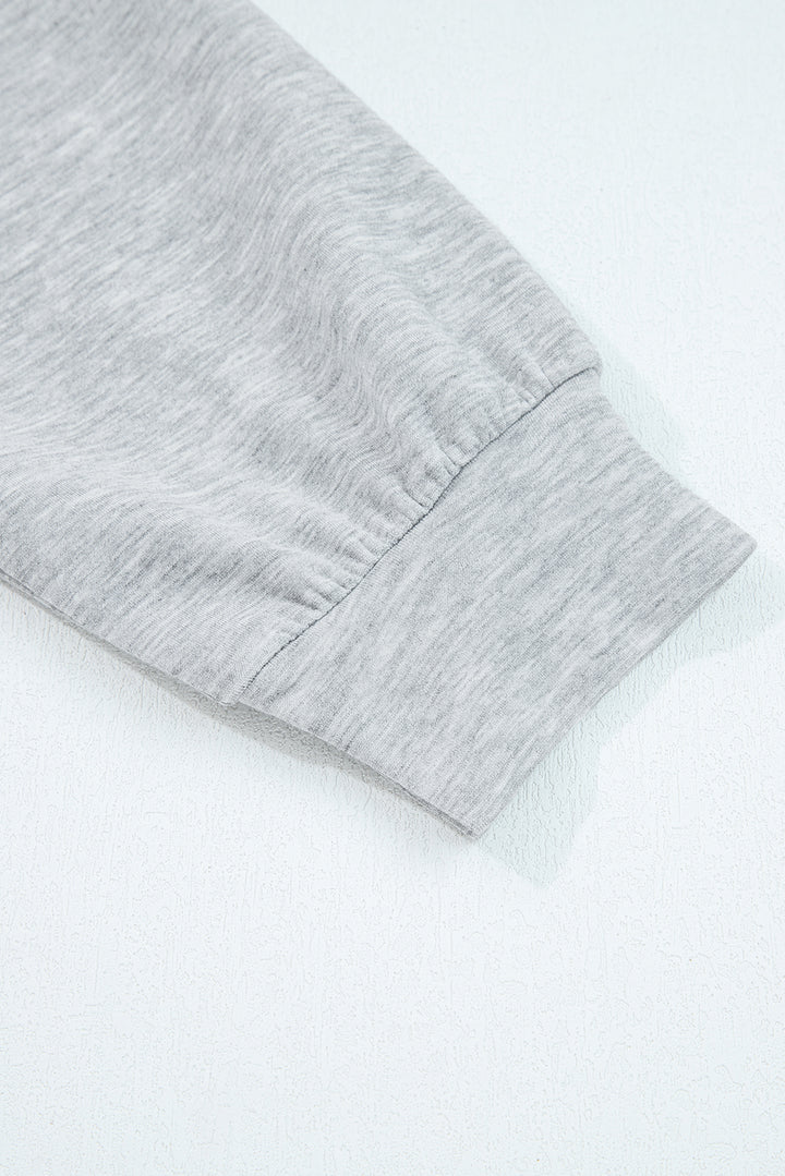 Light Grey Zip Collar Long Sleeve Top Drawstring Pants Set