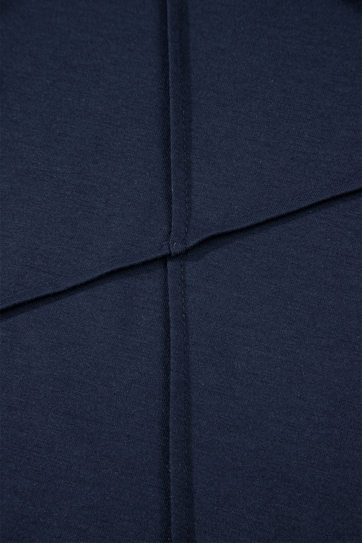 Dirty blue Solid Color Toothpick Stripe Round Neck T Shirt
