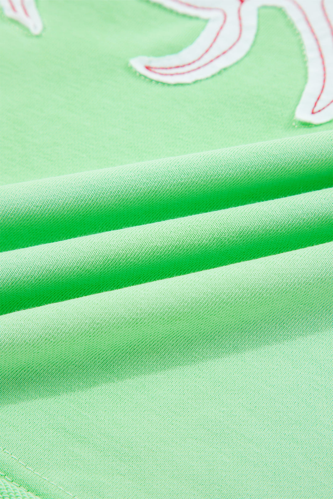 Bright Green Crab Embroidered Patch Loose Round Neck Tee