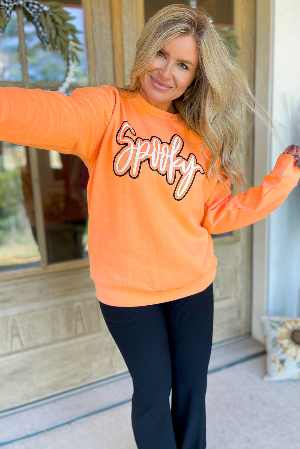 Spooky Graphic Halloween Crew Neck Holiday Sweatshirt