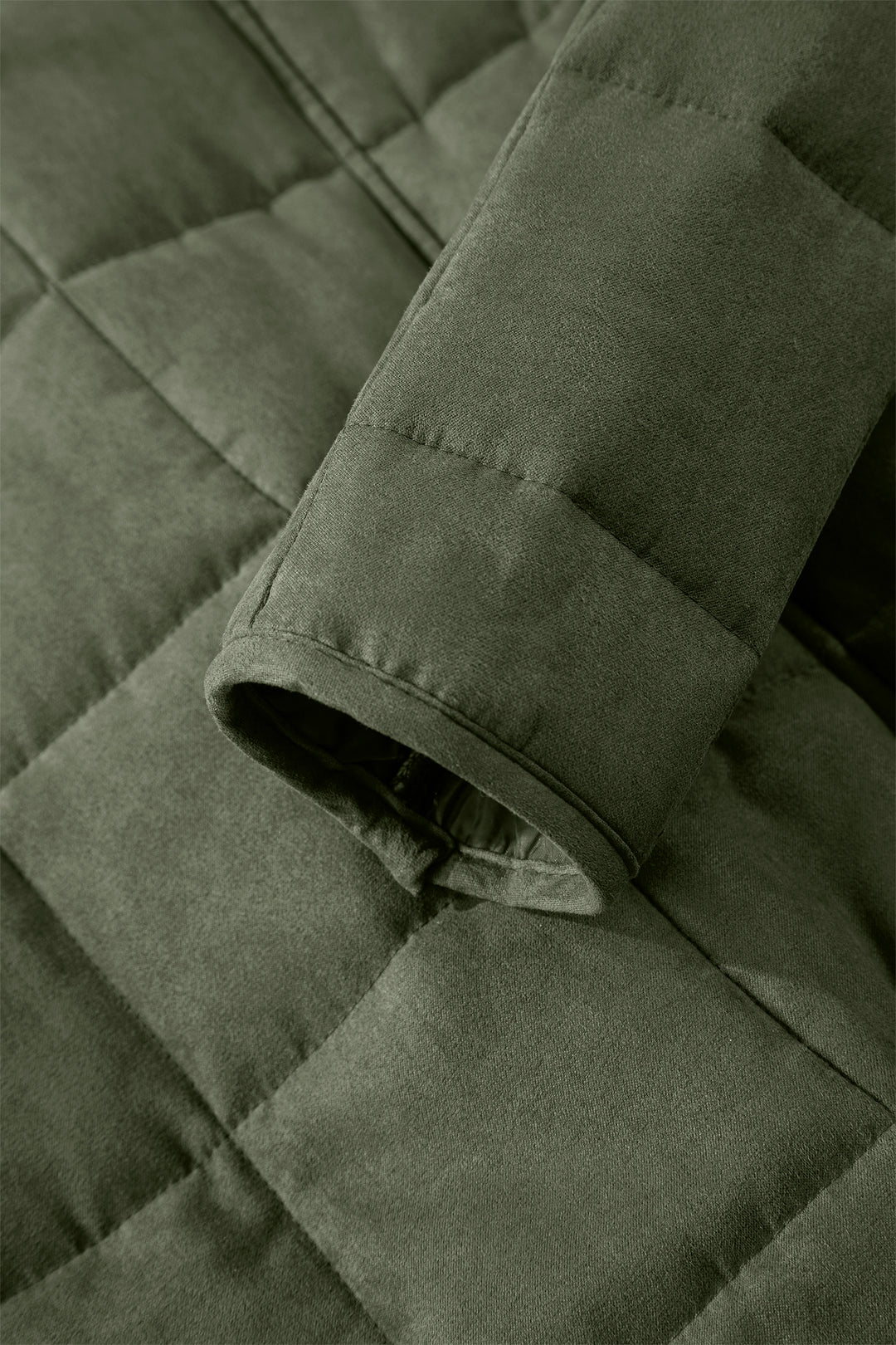Green Zip-Up Pocket Quilted Jacket
