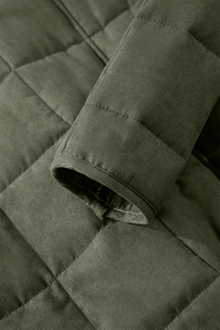 Green Zip-Up Pocket Quilted Jacket